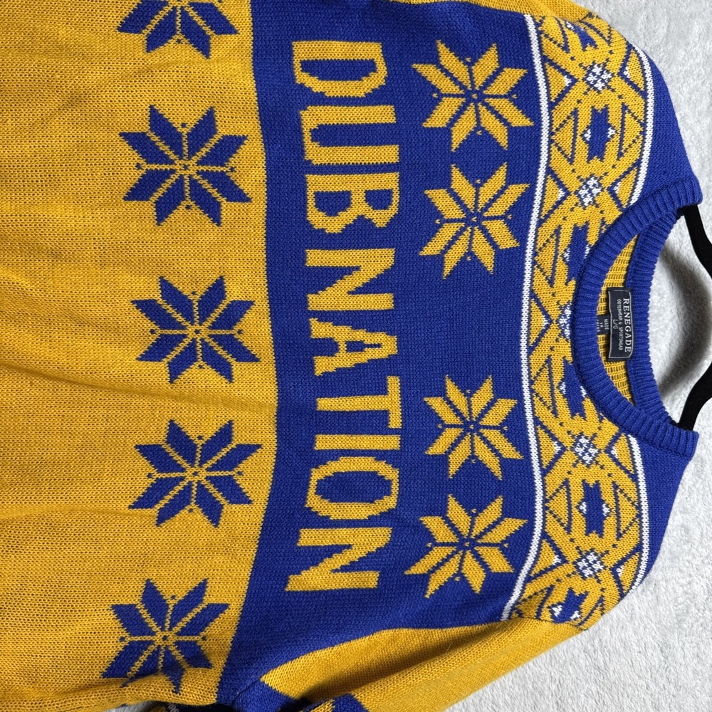 Golden State Warriors Sweater Men Large Logo Dub Nation Christmas Ugly Oak Town - Picture 3 of 9